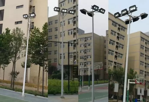 東莞七度照明戶(hù)外籃球場(chǎng)照明燈具LED投光燈+立桿實(shí)景圖片